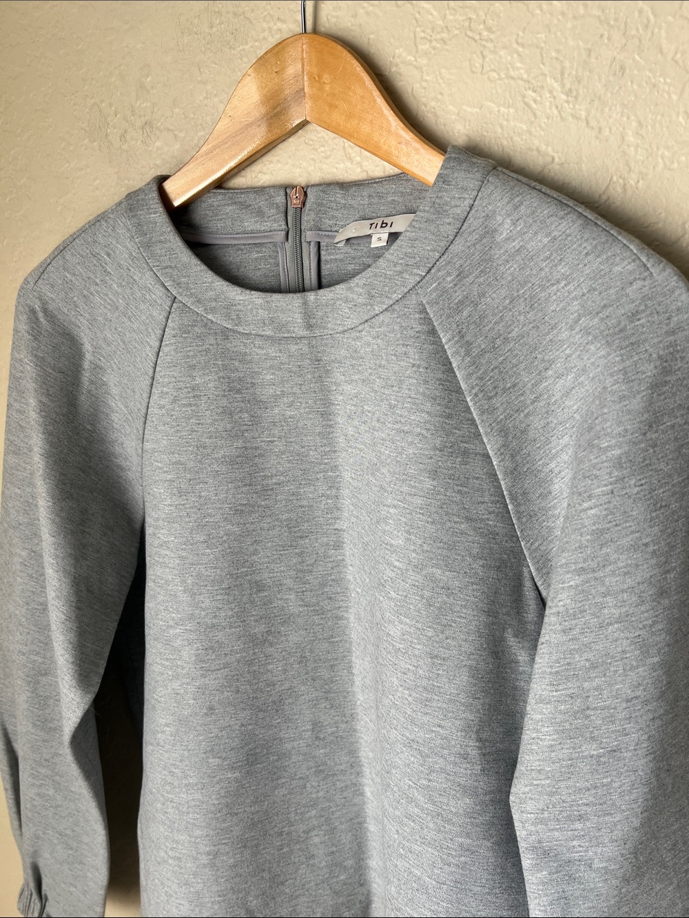 Tibi grey zip back boxy crewneck sweatshirt S - Picture 3 of 9